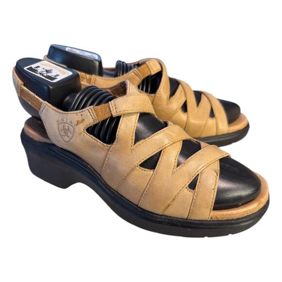 ARIAT 93523 Tan Leather Criss Cross Slingback Sandal Size US 8B | EUR 39M - Picture 1 of 6